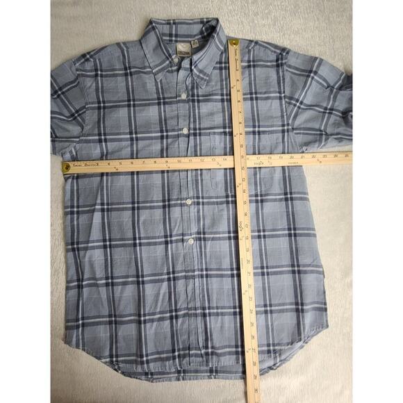 Burnside men's dress shirt blue plaid Size medium Lightweight Preppy Lumberjack - Picture 4 of 9